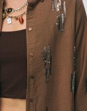 kahve 34771 ışıltı payetli işlemeli takım 5