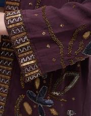 bordo 34839 boncuk pul işlemeli tencel kimono 3
