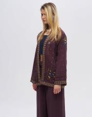 bordo 34839 boncuk pul işlemeli tencel kimono 4