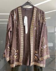 kahve 34839 boncuk pul işlemeli tencel kimono