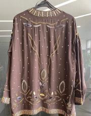 kahve 34839 boncuk pul işlemeli tencel kimono 2