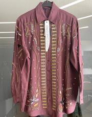 bordo 34840 özel tasarım el işlemeli gömlek