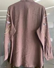 kahve 34840 özel tasarım el işlemeli gömlek 2