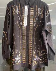 siyah 34840 özel tasarım el işlemeli gömlek