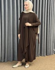 kahve 3029 qashe üçlü şalvar takım