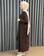 kahve 3029 qashe üçlü şalvar takım 3