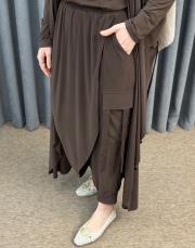 kahve 3029 qashe üçlü şalvar takım 4