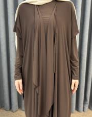 kahve 3029 qashe üçlü şalvar takım 5