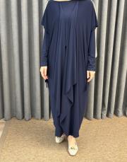 lacivert 3029 qashe üçlü şalvar takım 3