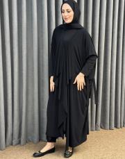 siyah 3029 qashe üçlü şalvar takım