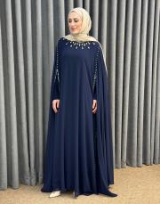 lacivert 2957 white corner abiye elbise