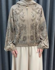 karamel 38191 orfenegro işlemeli midi bomber ceket 4