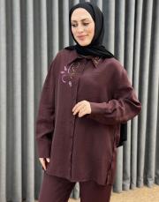 bordo 5251 missemramiss elegante flow gömlek 2