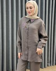 kahve 5251 missemramiss elegante flow gömlek