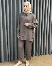 kahve 5251 missemramiss elegante flow gömlek 2