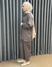 kahve 5251 missemramiss elegante flow gömlek 3