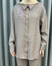 kahve 5251 missemramiss elegante flow gömlek 5