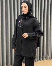 siyah 5251 missemramiss elegante flow gömlek