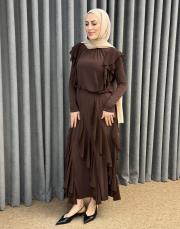 kahve 3039 qashe fırfırlı etekli takım