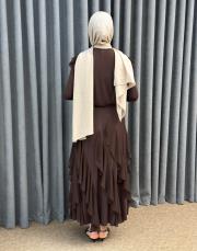 kahve 3039 qashe fırfırlı etekli takım 7