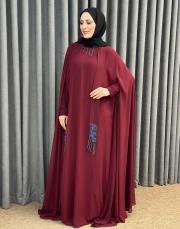 bordo 3247 white corner abiye elbise