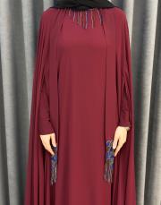 bordo 3247 white corner abiye elbise 5