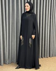 siyah 3247 white corner abiye elbise