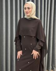 kahve 3137 white corner abiye elbise 2