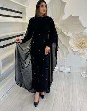 siyah 3137 white corner abiye elbise