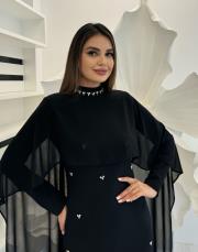 siyah 3137 white corner abiye elbise 2