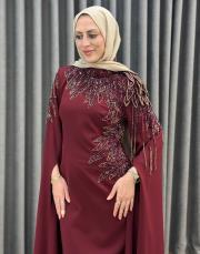 bordo 2958 white corner abiye elbise 2