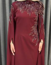 bordo 2958 white corner abiye elbise 4