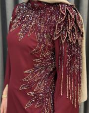 bordo 2958 white corner abiye elbise 7