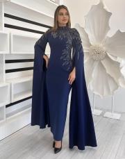 lacivert 2958 white corner abiye elbise