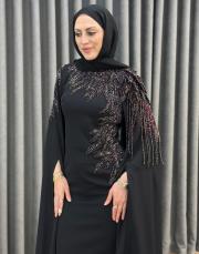 siyah bordo 2958 white corner abiye elbise 2