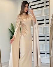 bej 2958 white corner abiye elbise