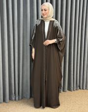 kahve 2951 white corner abaya