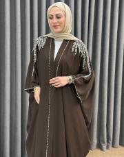 kahve 2951 white corner abaya 2