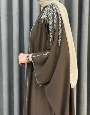 kahve 2951 white corner abaya 5