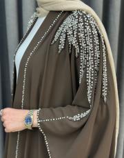 kahve 2951 white corner abaya 6