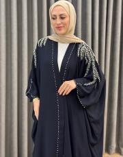 lacivert 2951 white corner abaya 2