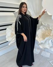 siyah 2951 white corner abaya