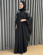 siyah 2951 white corner abaya 2