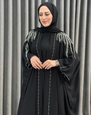 siyah 2951 white corner abaya 3