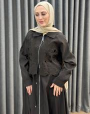 kahve 5195 missemramiss grace cut elbise 2