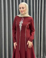 bordo 2897 white corner abiye elbise 2