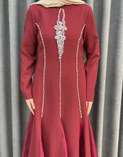 bordo 2897 white corner abiye elbise 4