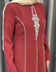 bordo 2897 white corner abiye elbise 5