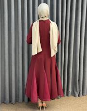 bordo 2897 white corner abiye elbise 6