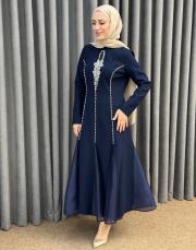 lacivert 2897 white corner abiye elbise